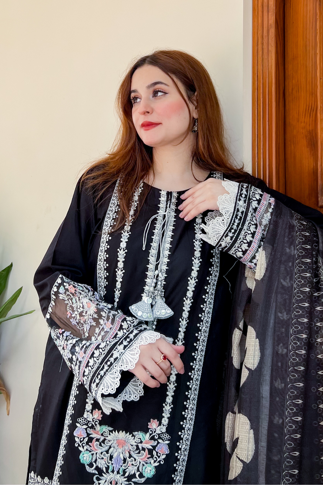 Black Pearl 3Pc - Embroidered Lawn Dress