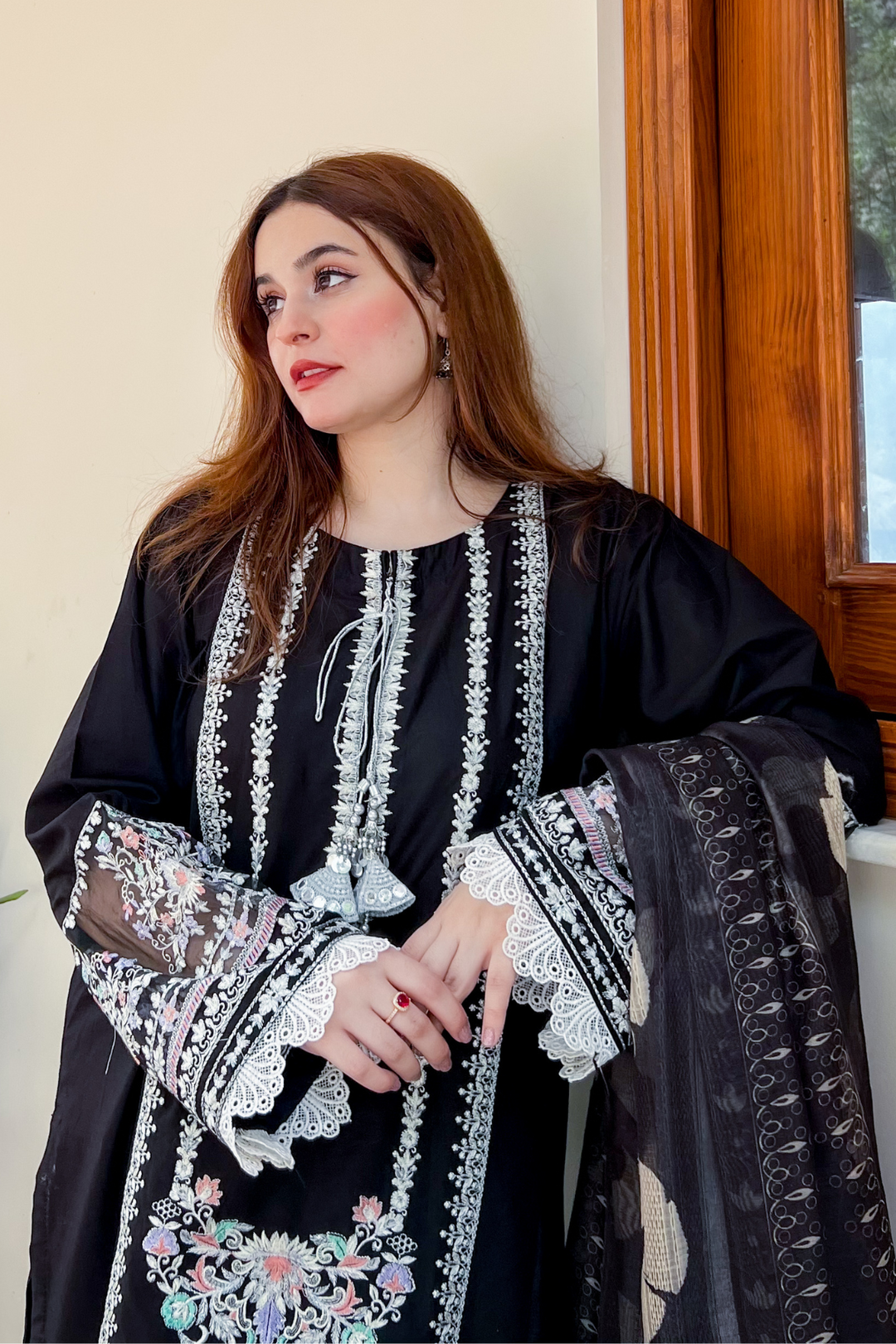 Black Pearl 3Pc - Embroidered Lawn Dress