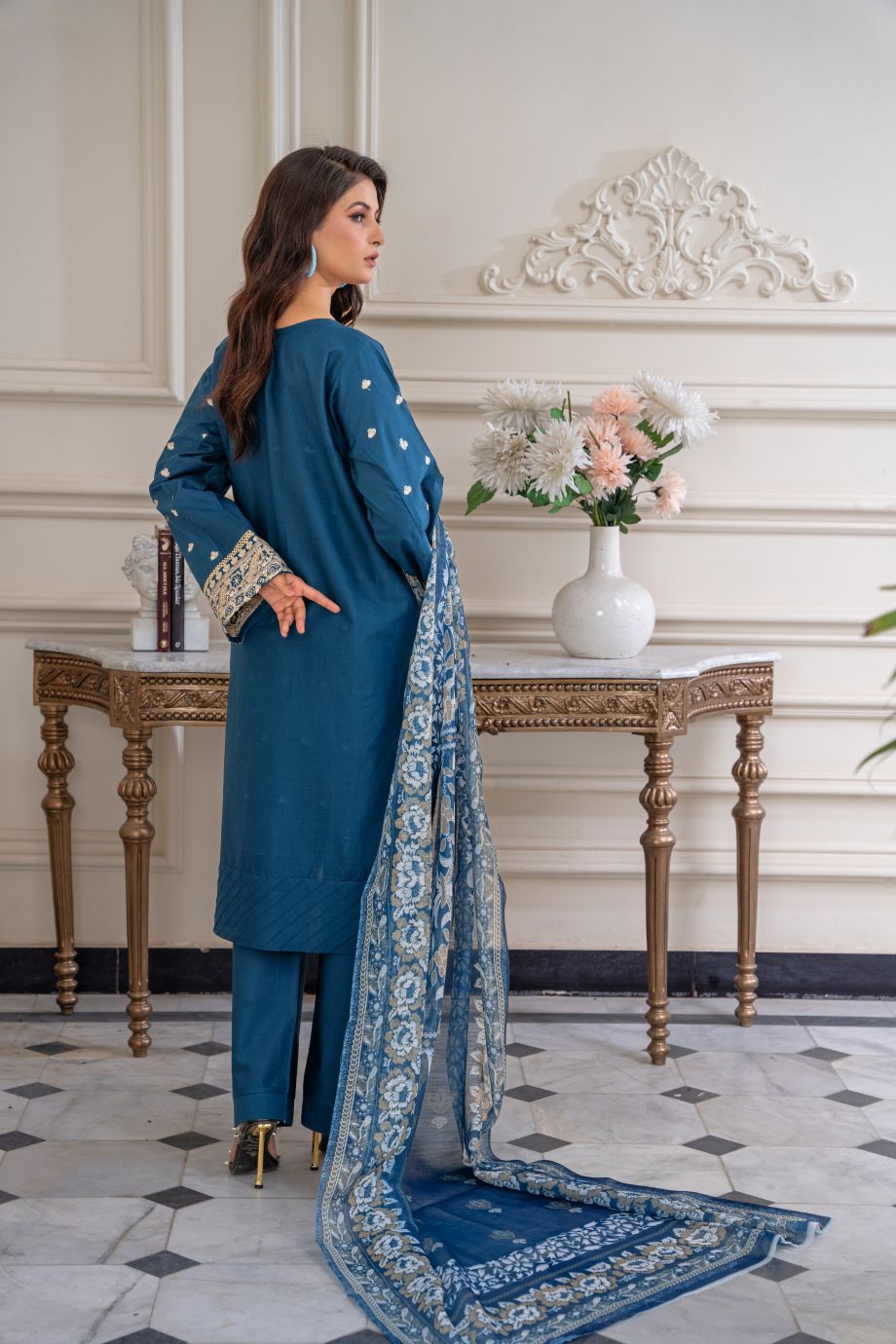 Limited Stock - Pine 3Pc Embroidered Dress
