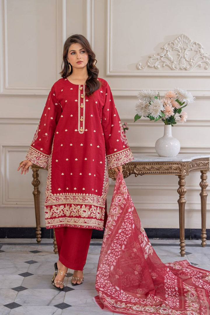 Limited Stock - Ruby 3Pc Embroidered Dress