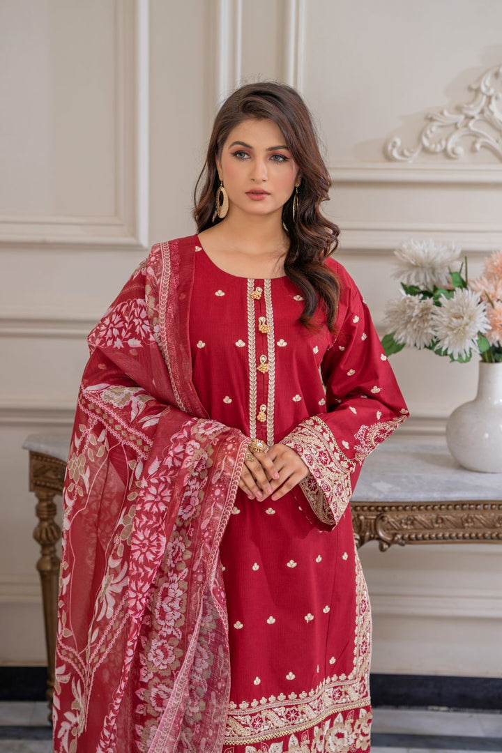 Limited Stock - Ruby 3Pc Embroidered Dress