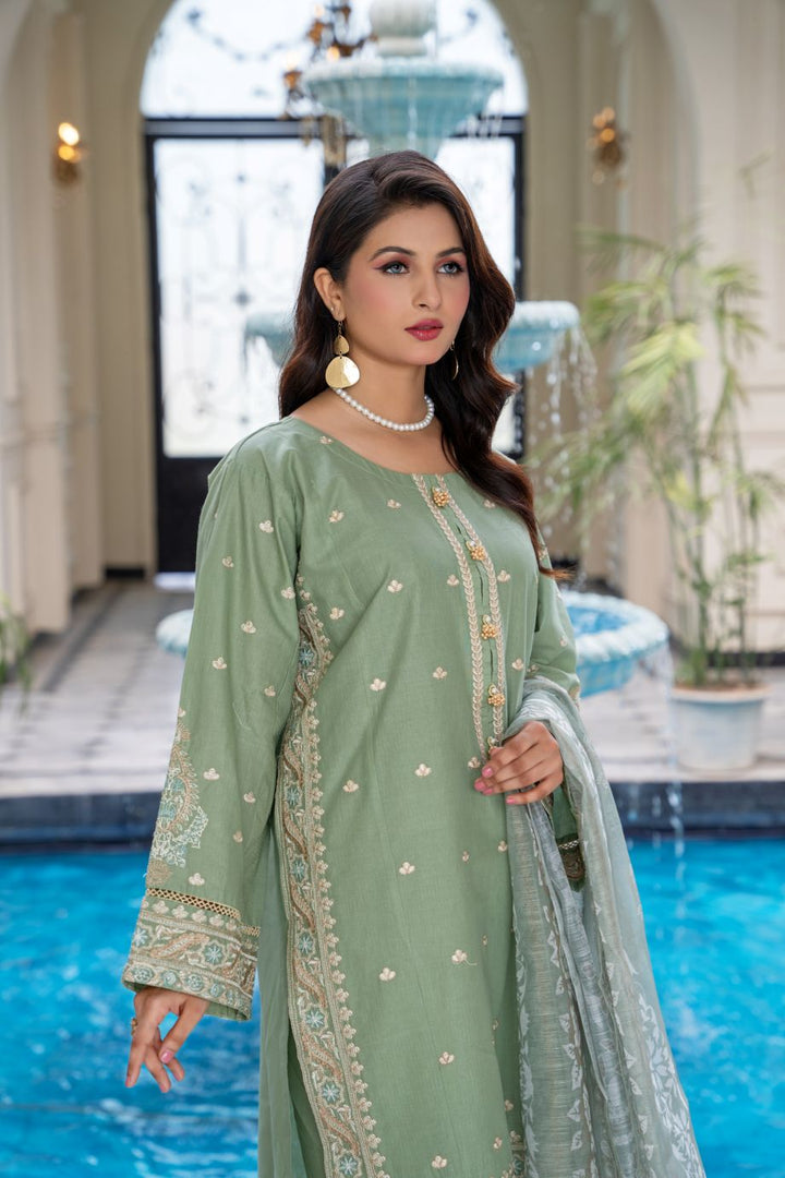 Limited Stock -Warsha 3Pc Embroidered Dress