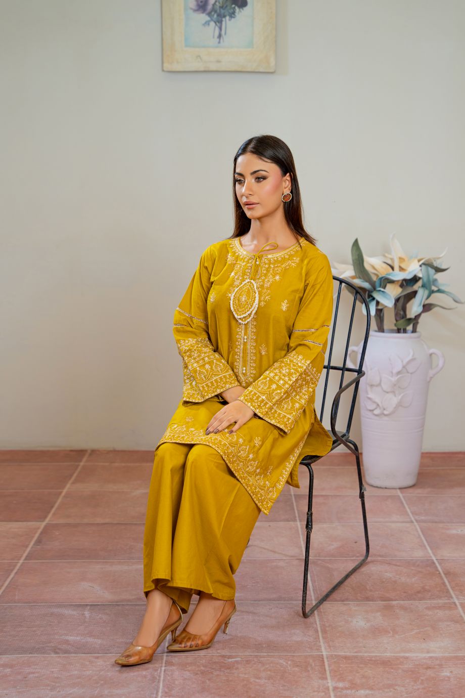 Audrey 2Pc Embroidered Dress